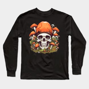 Psychedelic Intrigue Mushroom Skull Long Sleeve T-Shirt